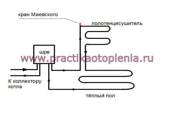 Схема подключения теплого пола от полотенцесушителя