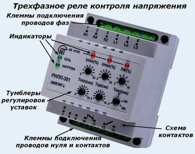 Как подключить реле контроля напряжения в однофазной и трехфазной сети, схемы и описание