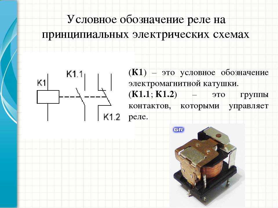 Обозначение реле на схеме: по госту, контактов реле, промежуточного и реле тока