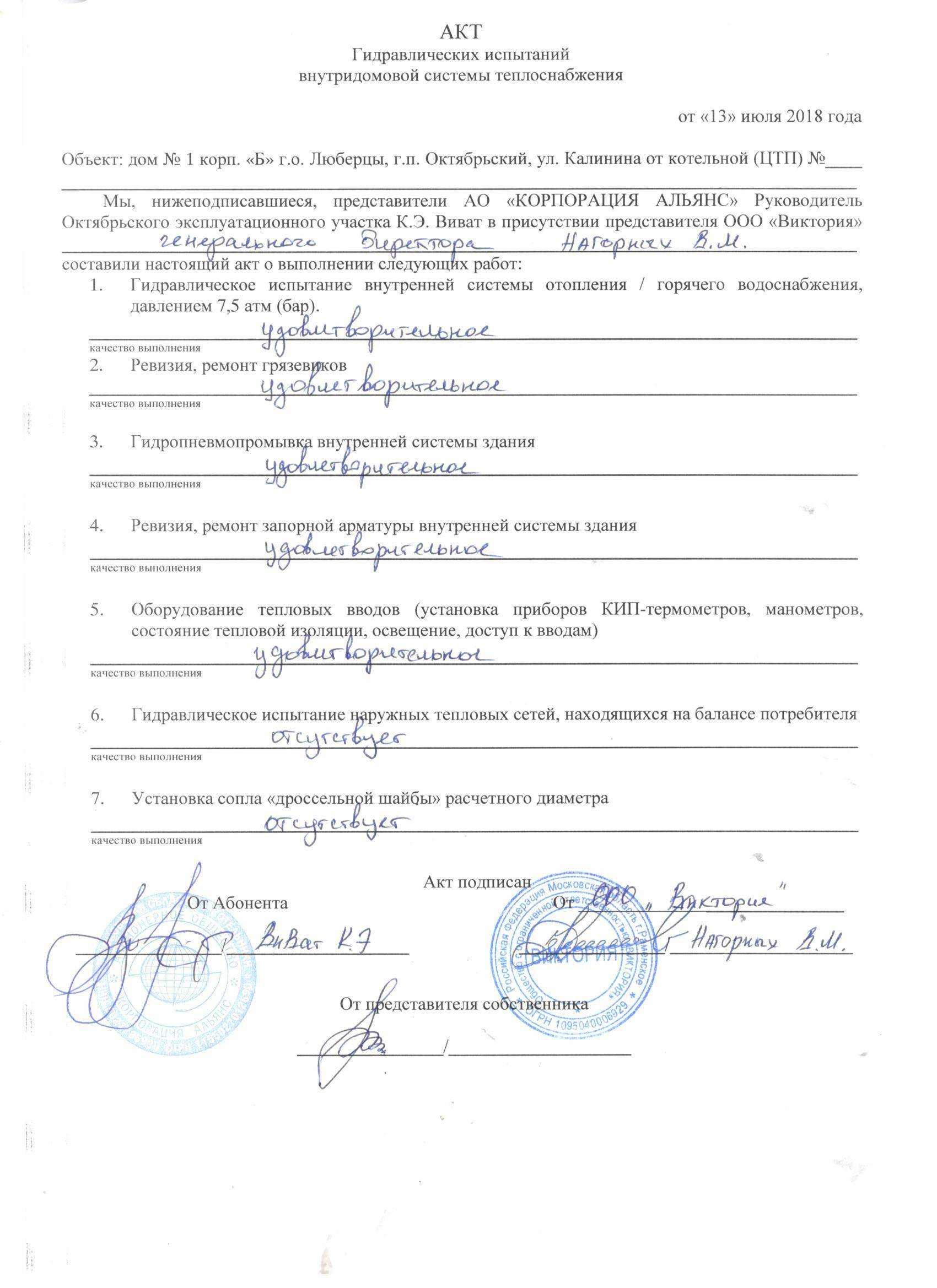 Гидравлические испытания трубопроводов: этапы проверок, составление акта