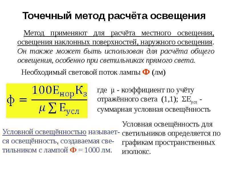 Расчет освещенности самостоятельно: формулы и примеры