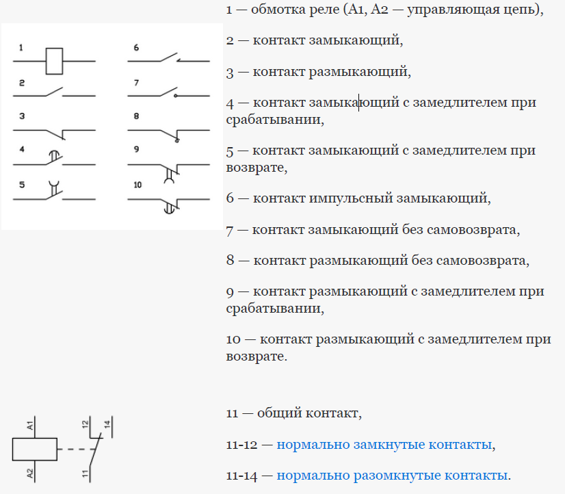 Условные обозначения в электрических схемах: реле, предохранитель и другие элементы цепи