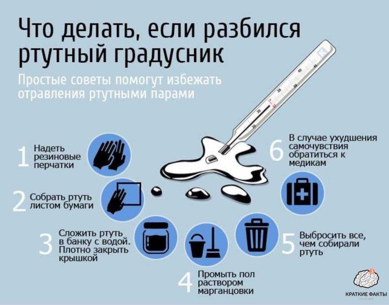 Что делать если разбился градусник с ртутью: чем обработать пол дома и в аквариуме, как собрать и утилизировать, что запрещено, пошаговая инструкция