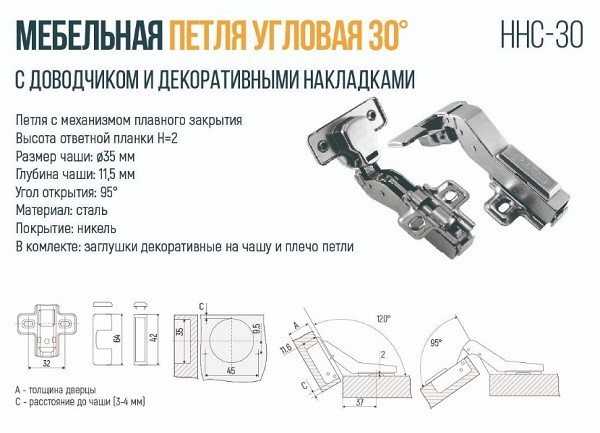 Петли для кухонной мебели с доводчиком